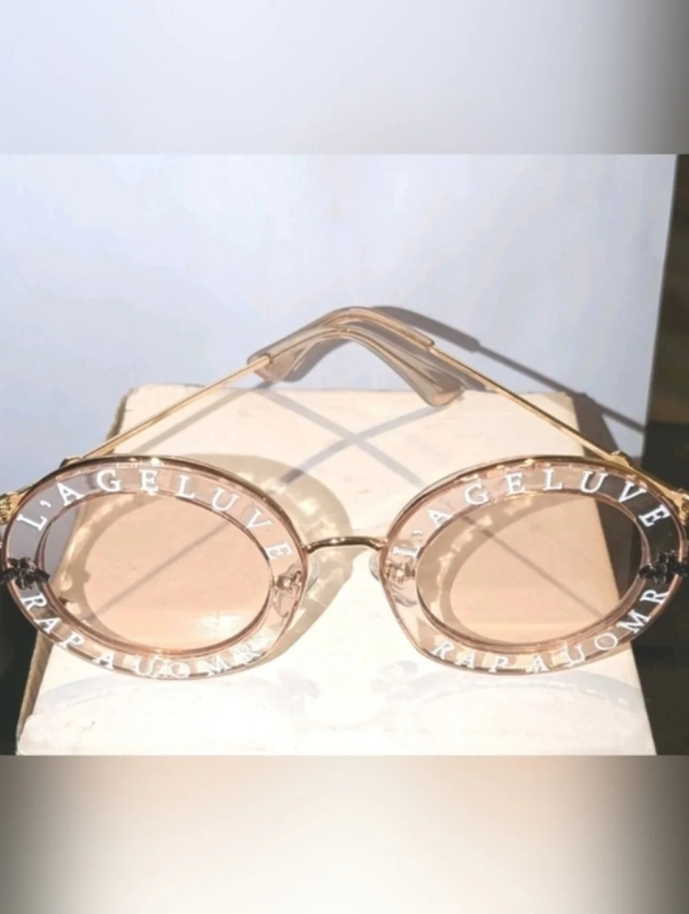 Round Luxury Tea Tint Bold Statement Print Sunglasses